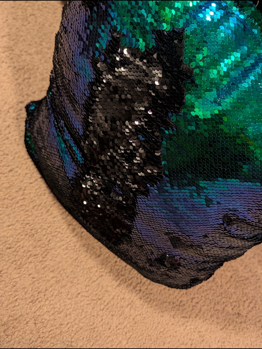 Iridiscent Sequin Top in Green and Black